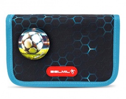 Tolltartó, klapnis, cipzáras, BELMIL "Kick the Ball", fekete- kék, foci